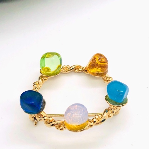 Vintage Polished Stone Brooch RARE! - Picture 11 of 17